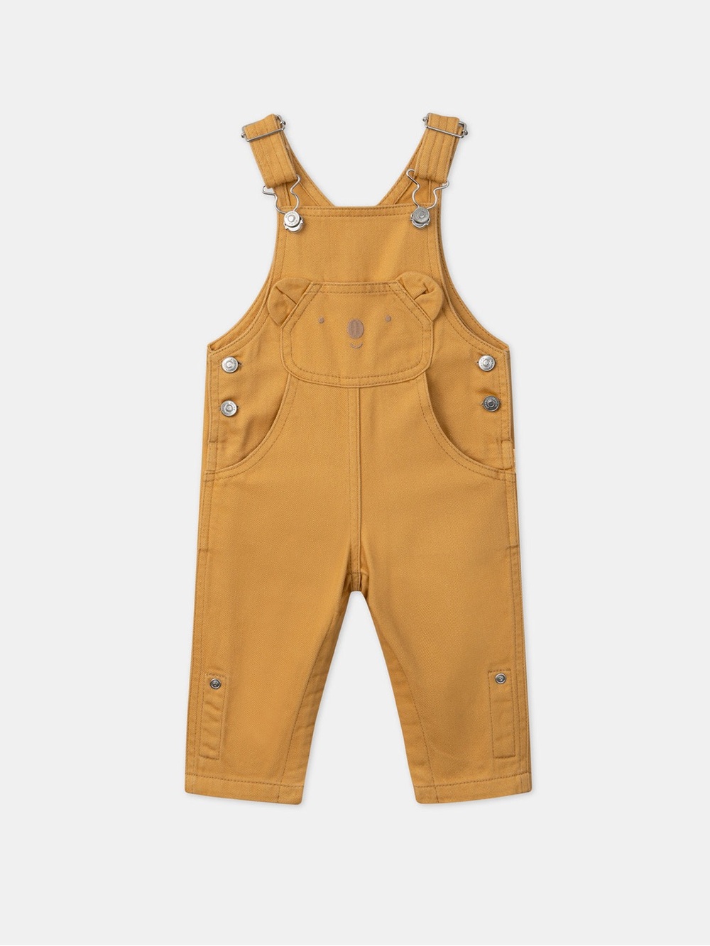 Kids Mustard Overalls with Bear Pocket - Youth Casual